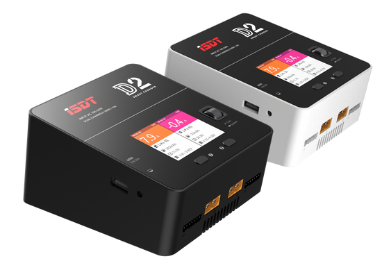 ISDT lipo Battery Charger D2 MK2 with AC 2x200W Dual Output Mode,Hobby Smart Lipo Charger Discharger for 1-6S Li-ion Life NiCd NiMH LiHV PB Smart Battery