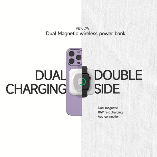 ISDT PB10 DW Portable Power Bank,3000 mAh Wireless Power Bank for iPhone/iWatch,Independent Dual Charge Mini Magnetic Power Bank