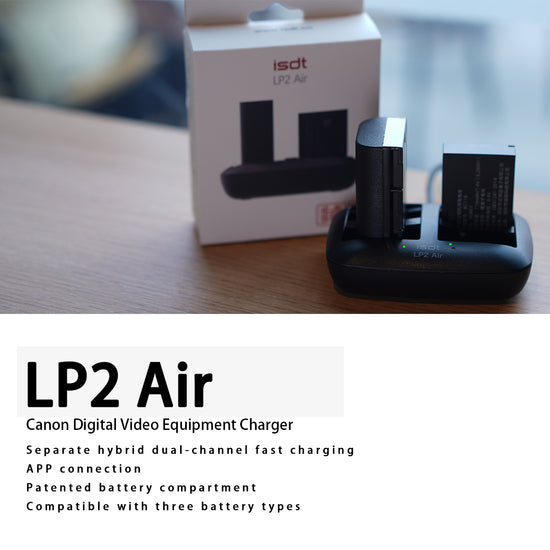 ISDT LP2 Air LP-E6/E6N Battery Charger Type-C Input Dual E12 E17 Battery Fast Charger for Canon EOS R R5, EOS 5D4 60D 70D 80D, EOS M M2 M3 M50 100D 200D 800D Cameras More, 90 Mins Full Charge