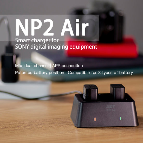 ISDT NP2 Air NP-FZ100 NP-FW50 NP-BX1 Battery Charger Max 25W, Type-C Input Dual Channel FZ100 Battery Charger, 90 Mins Full Charge for Sony A9 A7III A7RIII / Various Cameras Batteries