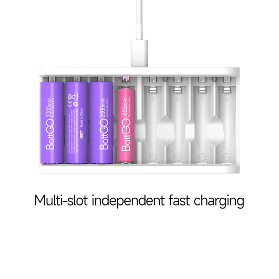 ISDT A8 Air Household Battery Charger, 8 Bay AA AAA Smart Battery Charger Max 27W, Mobile Operation for 10500 12500 Ni-MH/CD LiHv LiFePO4 Eneloop Rechargeable Batteries, Type C Input