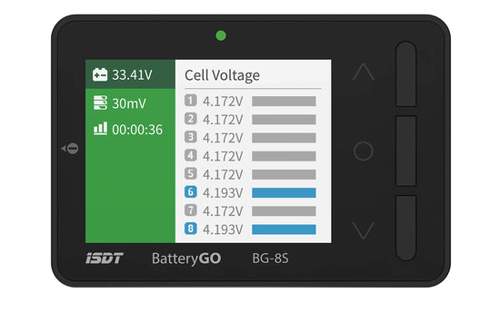 ISDT BG-8S Lipo Battery Checker,Smart Digital Battery Tester/Checker with LCD Display, Battery Capacity Tester for Life/Li-ion/NiMH/Nicd/LiPo Voltage Checker,Black