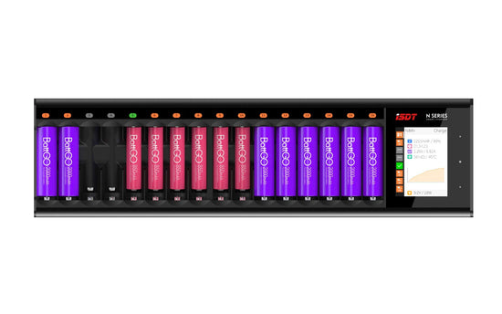 ISDT  N16 LCD 16-Slot Battery Charger for Rechargeable Batteries, 36W Fast Charger for AA/AAA Batteries