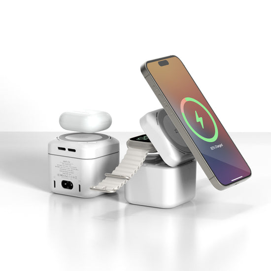 ISDT  zip Magsafe Charger Stand,3 in 1 Wireless Magsafe Charger with 2x33W USB C Charge Ports for iPhone/Apple Watch/iPad/iPod,Portable Magsafe Charger for Home/Travel/Camp etc.